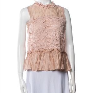 Adiva Lace Ruffle Blouse - Soft Pink